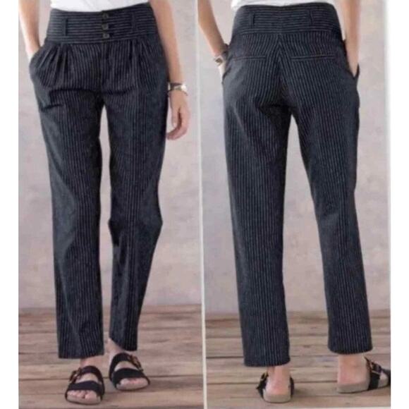 Sundance Amelia Linen Trouser Black White Striped Women’s Size P4 Petite 4 - Picture 1 of 13